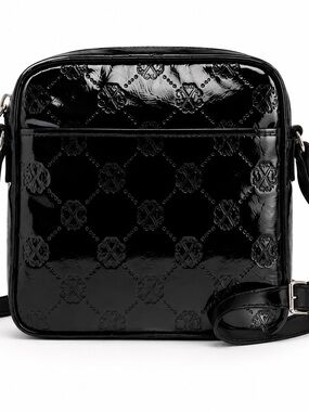 Christian Lacroix Laine Matte Patent Crossbody Bag Black NWT